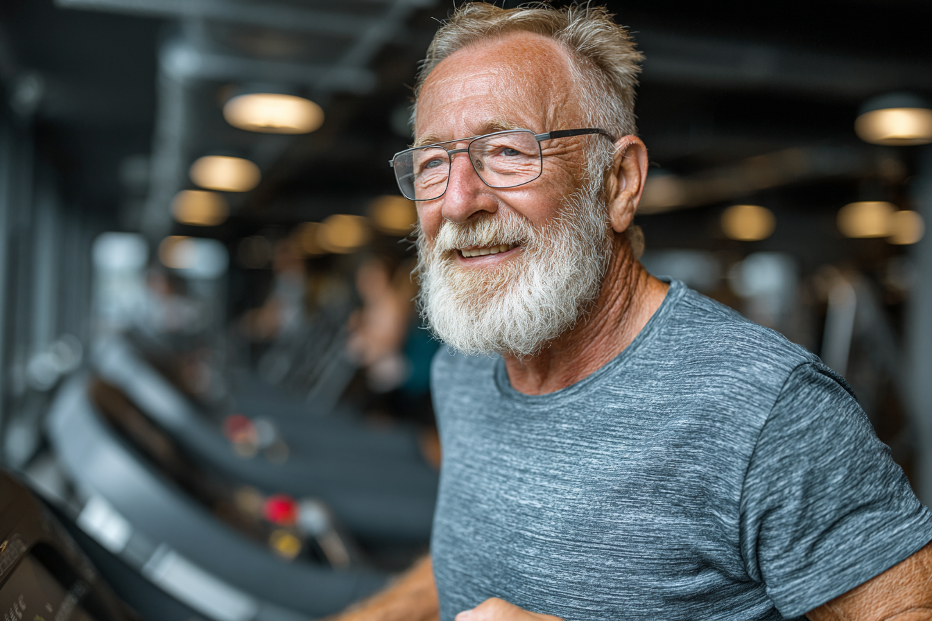 Grupo de seniores praticando exercícios no jardim